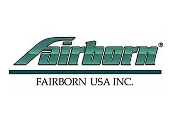 A green and white logo of fairborn usa inc.
